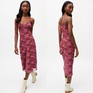 Urban Outfitters Midi Dress (Small) Pink/Red/Love/Y2K